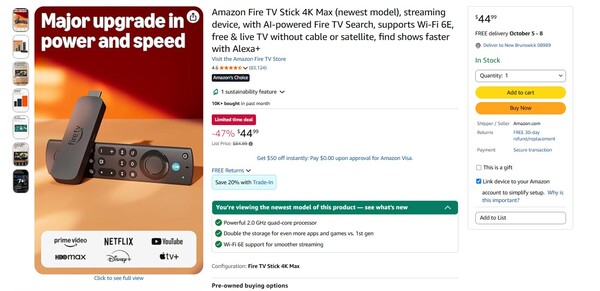 Il Fire TV 4K Max, che è migliore del nuovo Fire TV 4K, è in offerta.