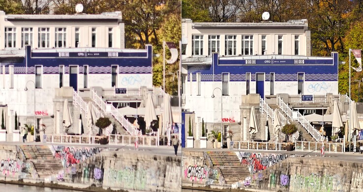 ritaglio da 200 megapixel: Oppo a sinistra, Vivo a destra.