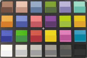 ColorChecker Passport: La metà inferiore di ogni area di colore mostra il colore di riferimento.