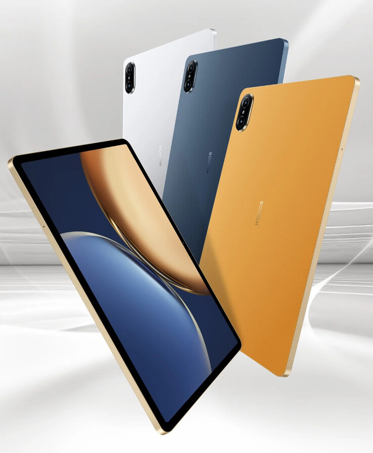 Il nuovo Tab V7 Pro è disponibile nelle colorazioni Titanium Silver, Dawn Blue e Dawn Gold. (Fonte: Honor)