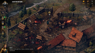 Un'immagine che raffigura un villaggio in *Thronebreaker: The Witcher Tales*.