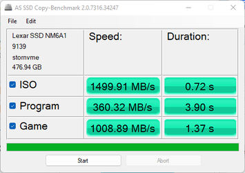 Benchmark di copia AS SSD