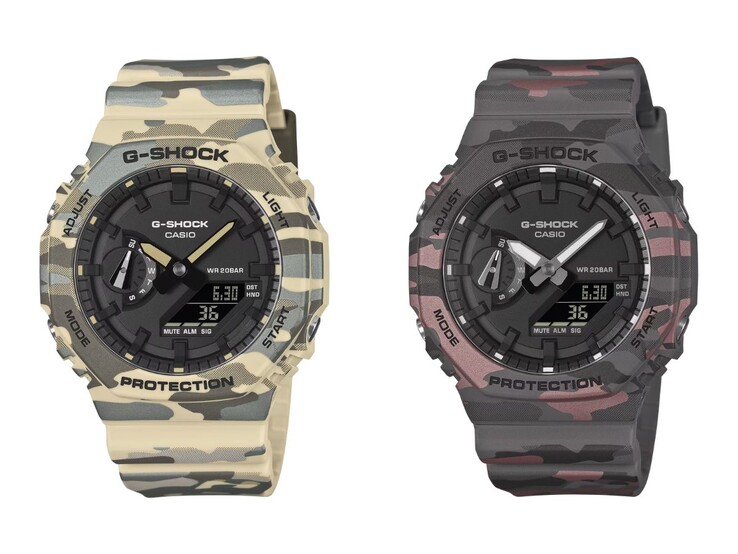 Gli orologi Casio G-Shock GA-2100CM-5A (a sinistra) e GA-2100CM-8A (a destra)