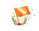 Un'immagine promozionale dell'iniziativa Content Independence Day di Cloudflare che mostra una bandiera arancione con il simbolo di una penna. (Fonte immagine: Cloudflare)