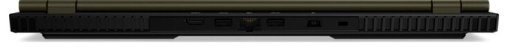 Lato posteriore: porta HDMI, porta USB 3.2 Gen 2 (Type-A), porta Gigabit Ethernet, porta USB 3.2 Gen 2 (Type-A), presa di alimentazione, Kensington Lock