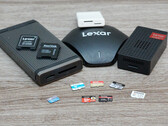 Il campo di prova: Due schede MicroSD Express contro tre schede UHS. La Sony Tough è stata omessa perché era in uso per le riprese. All'esterno: Due formati di schede di memoria altrettanto relativamente nuovi che non sono riusciti ad affermarsi. (Fonte immagine: Andreas Sebayang/N