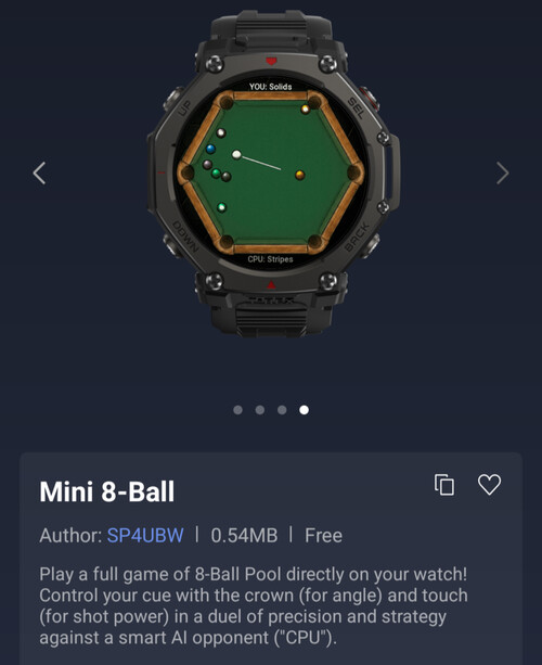 L'applicazione Mini 8-Ball per gli smartwatch Amazfit