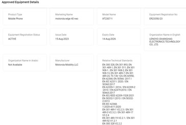 ...e si aggiunge all'Edge 40 Neo nel database TDRA. (Fonte: FCC, TDRA via MySmartPrice)