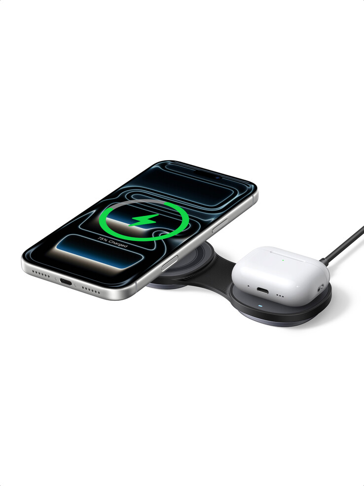 Il MagFlow 2-in-1 consente di ricaricare due dispositivi contemporaneamente 