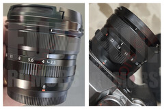 Le immagini trapelate dell&#039;obiettivo Fujinon XF8mm f/3.5 R WR rivelano un formato compatto e una ghiera di apertura manuale. (Fonte: Fuji Rumors)