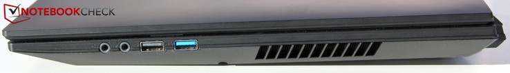 destra: presa cuffie, presa microfono, USB-A (2.0), USB-A (3.1), griglia di ventilazione