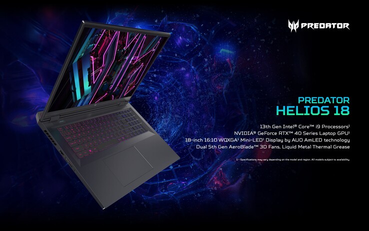 Le specifiche principali di Acer Predator Helios 18 (immagine via Acer)