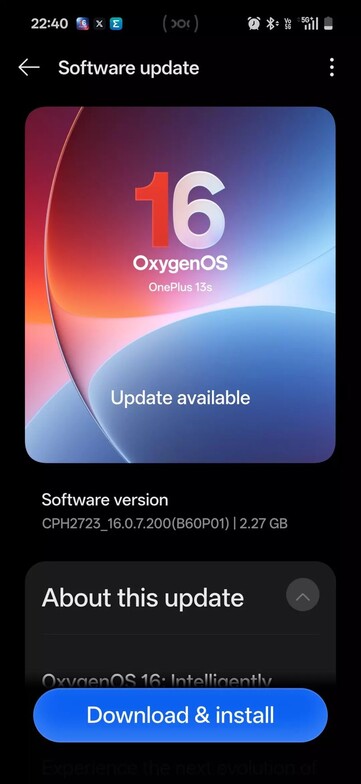OxygenOS 16.0.7.200 OTA su OnePlus 13S