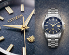Un primo piano del nuovo orologio The Citizen accanto all'intero orologio.