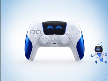 Il nuovo controller Astro Bot DualSense con gli occhi felici. (Fonte: PlayStation)