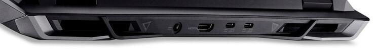 Posteriore: Porta di alimentazione, HDMI 2.1, USB 4 (USB-C; Power Delivery, Displayport), USB 3.2 Gen 2 (USB-C; Power Delivery, Displayport)