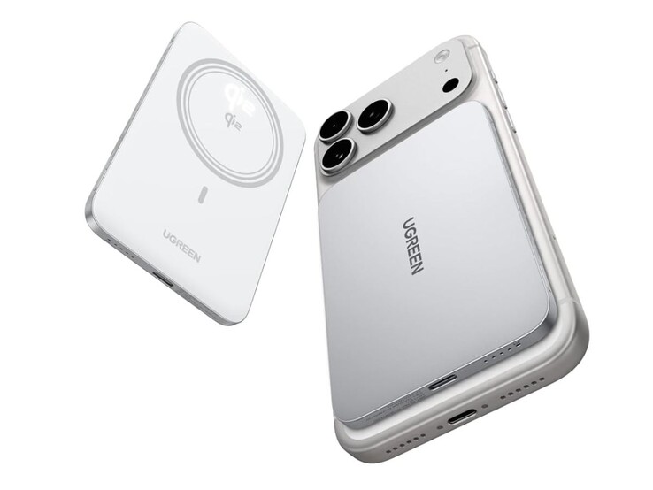 La banca di energia magnetica bianca Ugreen MagFlow Air (5000mAh, Qi2 15W)