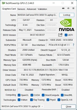 GPU-Z GeForce RTX 3050 Ti