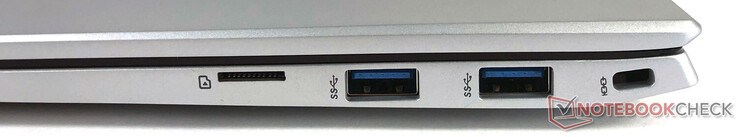A destra: 2x USB-A, 1x microSD, 1x slot Kensington