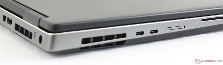 A sinistra: 2x Thunderbolt 3, SD reader, Smartcard reader (opzionale)