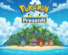 Striscione Pokémon Presents con il tema dell'isola