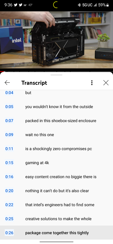 Come potrebbero funzionare i controlli di trascrizione su YouTube per Android. (Fonte: Android Police)