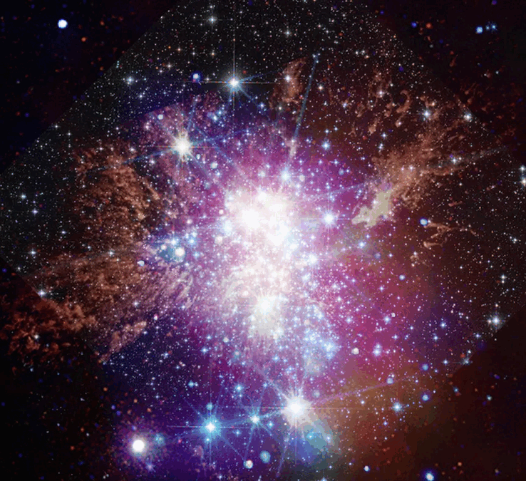 L'immagine di Westerlund 1 come catturata da JWST, Hubble e Chandra (Fonte dell'immagine: diverse - vedere le fonti)