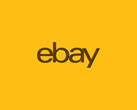 Il logo eBay raffigurato con uno sfondo giallo