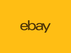 Il logo eBay raffigurato con uno sfondo giallo