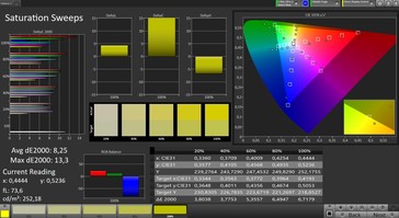 CalMAN: Saturazione del colore - Ampio profilo di gamma cromatica, spazio colore target sRGB