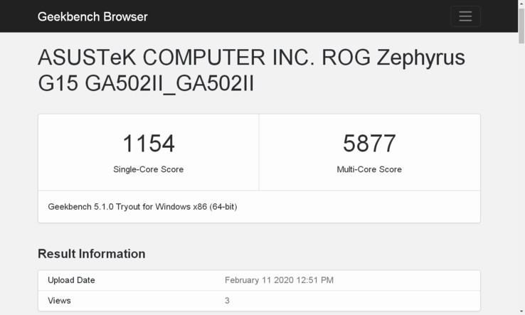 Il risultato pubblicato su Geekbench 5