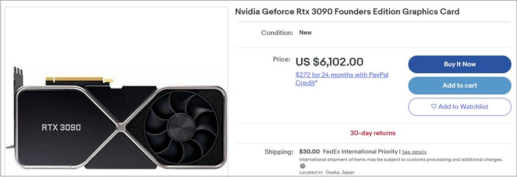 GeForce RTX 3090 Founders Edition. (Fonte immagine: eBay)