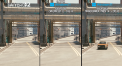 Un confronto fianco a fianco dei modelli che eseguono Cyberpunk 2077 (fonte immagine: Digital Foundry YT)