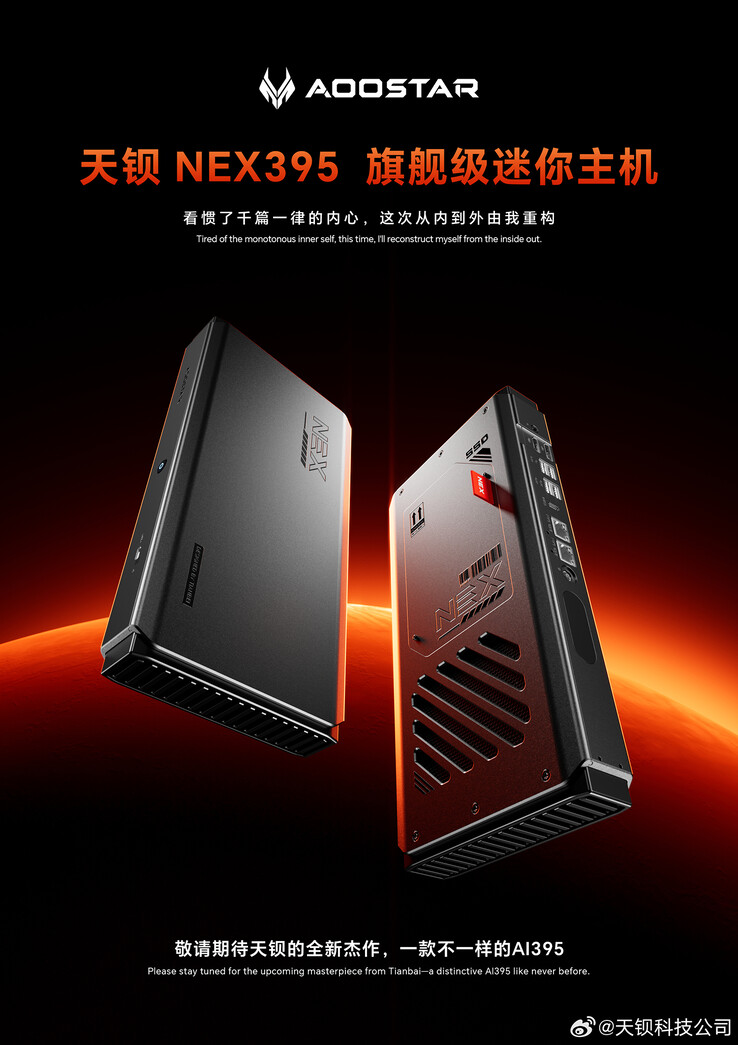Immagine teaser del mini PC Nex395 (Fonte: Aoostar)