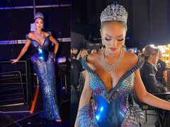 L&#039;abito elaborato è realizzato con parti stampate in 3D e cristalli Swarovski (Fonte immagine: Gert-Johan Coetzee via Facebook )