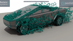 L'aerodinamica del Cybertruck ha battuto il Ford F-150 Lightning, ma non l'R1T (immagine: Aleix Lázaro/Numeric Systems)