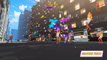 Ripulire le scene del crimine da criminali e malviventi riempie la barra "Livello di pace", diminuendo il tasso di criminalità. (Fonte immagine: pagina Steam di Superhero Simulator)