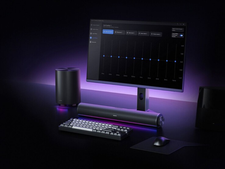 Un'immagine del set Xiaomi Desktop Speaker Pro con illuminazione RGB.