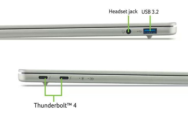 L’Acer Swift Air 14 presenta un numero minimo di porte, considerando il suo formato da 14 pollici.