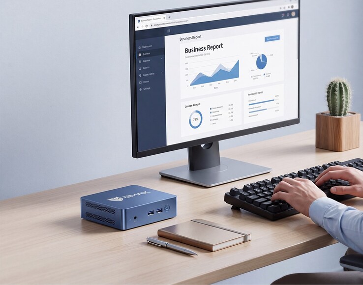 Il Mini PC Bmax B3 Turbo è dotato di una modesta CPU Intel quad-core e di un case compatto.