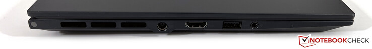 Sinistra: alimentazione, HDMI 2.1, USB-A 3.2 Gen.2 (10Gbps), audio da 3,5 mm