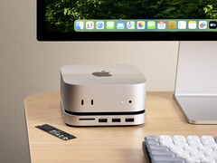 Il dock per Mac Mini di Satechi supporta SSD M.2 di tutti i tipi, e non solo l'M.2 2280 mostrato qui. (Fonte: Satechi)