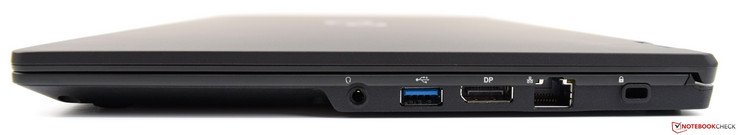 Destra: jack da 3.5 mm, x1 USB 3.0 Type-A, DisplayPort, Ethernet, Kensington lock