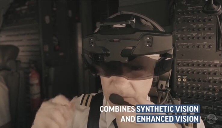 Un display indossabile SkyLens Head offre ai piloti una visione di realtà mista a 180 gradi. (Fonte: AerSale)