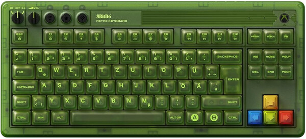8BitDo Retro 87 Tastiera meccanica Xbox Edition DE layout. (Fonte: 8BitDo)