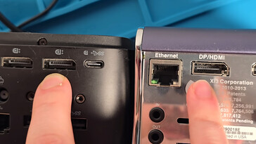 DisplayPort normale e porta ibrida (fonte immagine: Jon Bringus su YouTube)