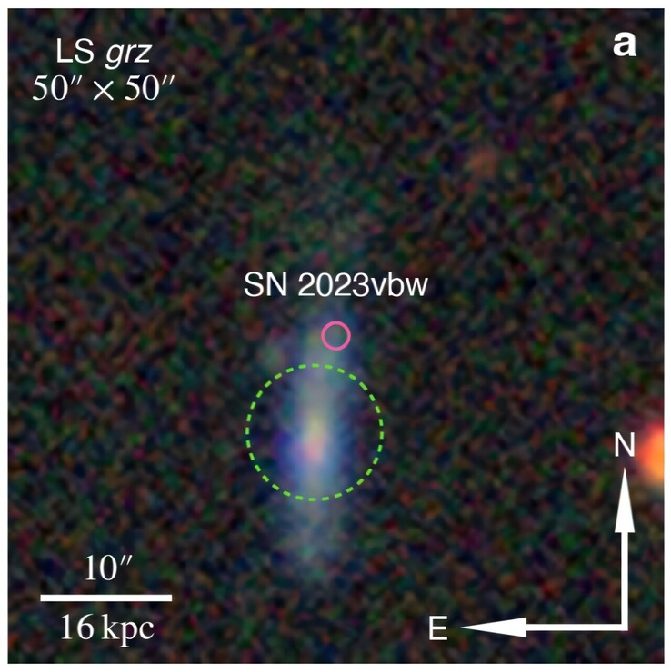Un'immagine che mostra la posizione di SN 2023vbw.