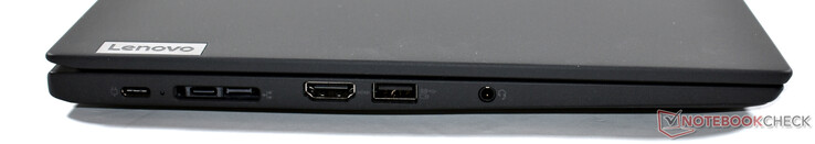 sinistra: 2x USB-C 3.2 Gen 2, porta miniEthernet/docking, HDMI 2.0, USB-A 3.2 Gen 1, 3.5-mm audio