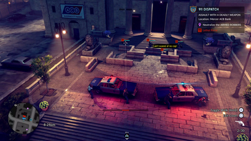 La polizia risponde a un'aggressione attiva fuori da una banca del centro di Averno City (fonte: Fallen Tree Games)