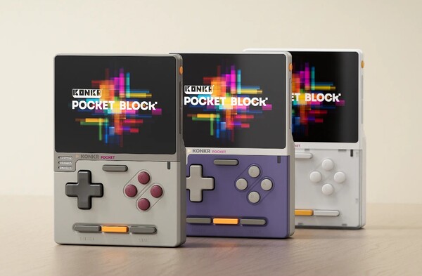 Ayaneo Konkr Pocket Block in Original Grey, Cube Purple e Atoms White.